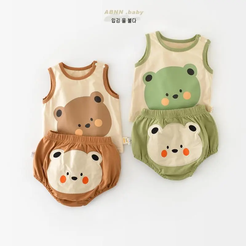 Bộ Đồ Mùa Hè Cho Em Bé, Áo Vest Không Tay Hoạt Hình Mới, Cho Trẻ Mới Biết Đi Bé Trai Và Bé Gái, Quần PP Lớn, Bộ Đồ Hai Mảnh Ngoài Trời, Thích Hợp Cho Năm 2025, Được Mua Lại, [1172]