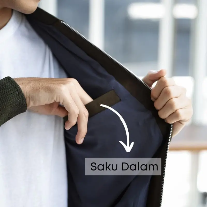 Jaket Bomber Pria Bahan Canvas bomber jacket Casual Distro Tebal Cowok Hitam 7