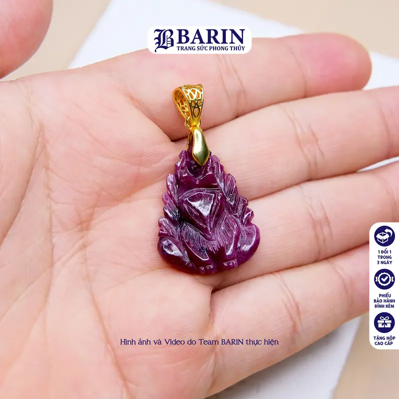 Mặt dây chuyền hình hồ ly chúa 9 đuôi màu tím nước bóng đẹp hợp tất cả mệnh BARIN 2