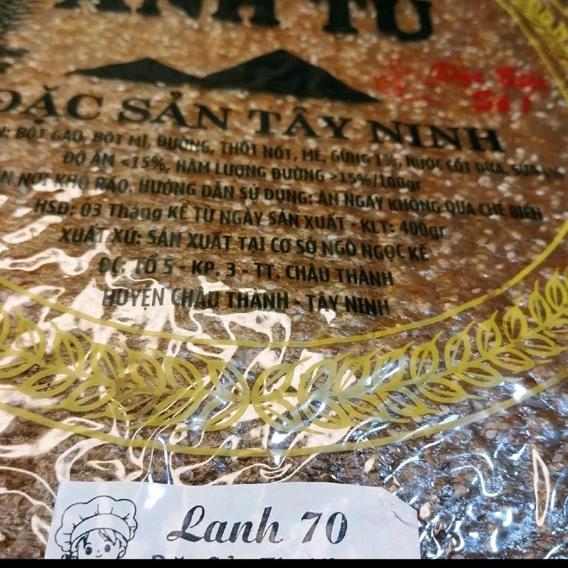 Bánh Tráng Gừng Mè Sữa Nước Cốt Dừa Đường Thốt Nốt Tây Ninh 400g  1 gói (bịch) bánh ăn chay dùng được