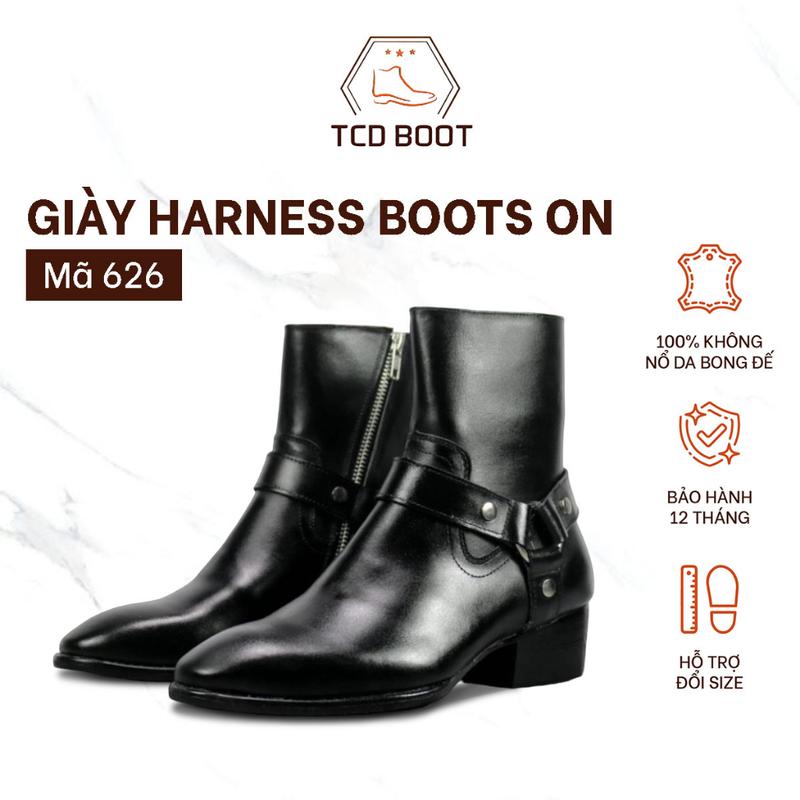 Giày Harness Boot Nam Kiểu Dáng Thời Trang, Giày Da Nam Khóa Kéo Độn Đế Tăng Chiều Cao - Xưởng Giày Chelsea Boot