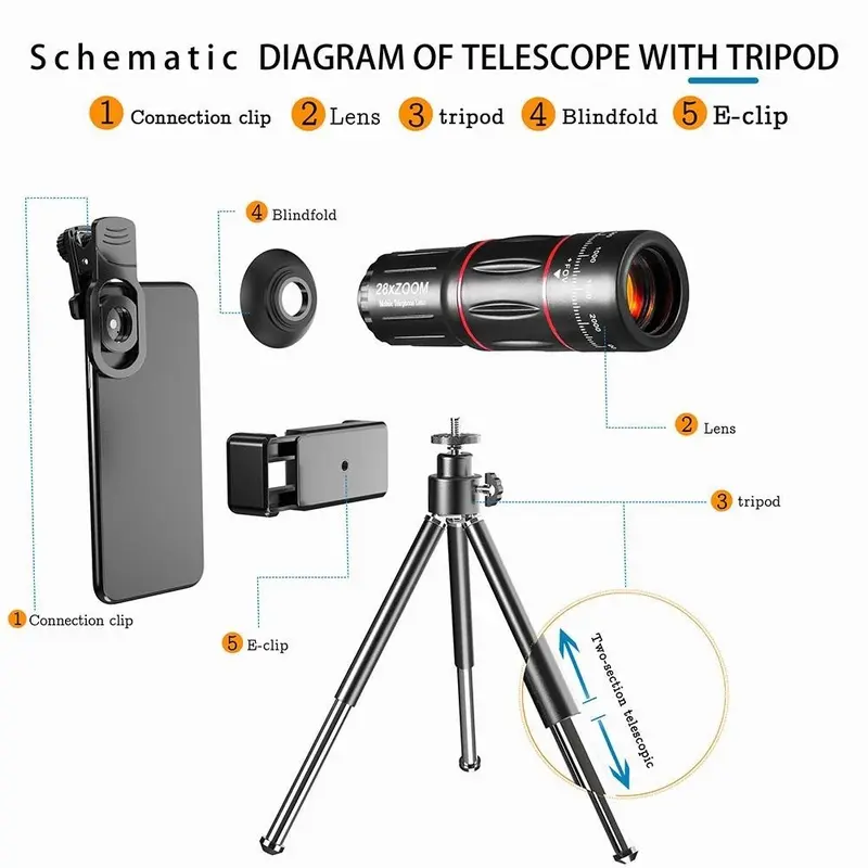 Bộ ống kính máy ảnh điện thoại, HD, ống kính điện thoại 25X zoom tele, ống kính macro và mắt cá điện thoại góc rộng, thích hợp cho điện thoại thông minh, [Thanh Toán Khi Nhận Hàng] 3