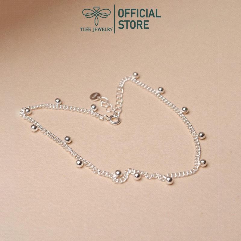 Lắc chân bạc nữ TLEE vòng chân sợi đan dày dặn mix charm chuông mini TLEE JEWELRY LC0110