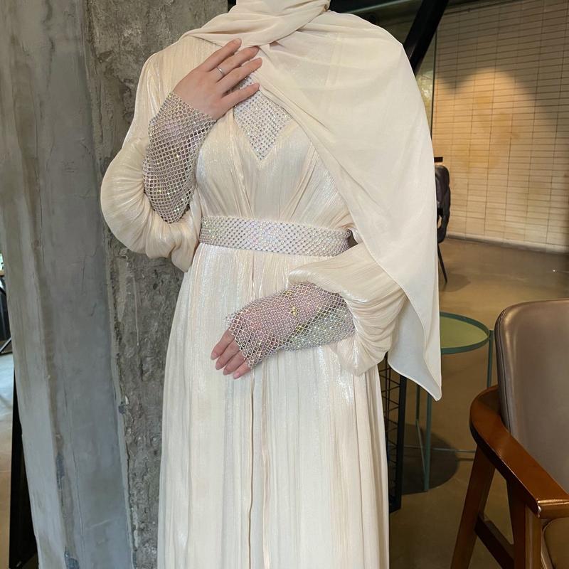 Product Introduction of 2025 Women's Clothing Muslim Abaya Chiffon Long Robe Dress Evening Gown 5