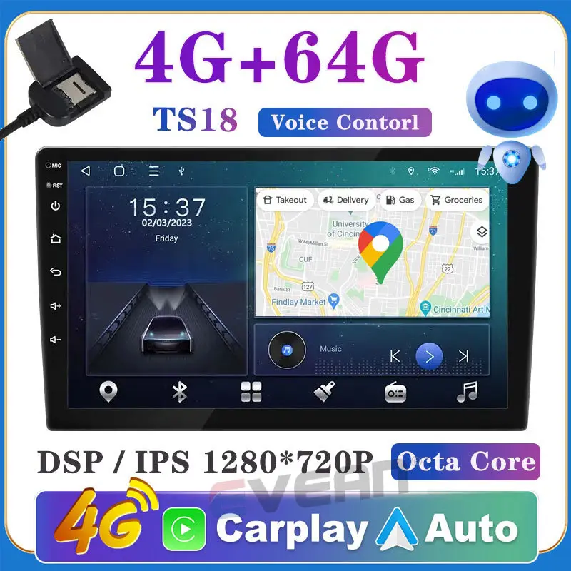 【4G+64G IPS Octa Core】TS18 Double Din 9/10 Inch Car Android Player ...