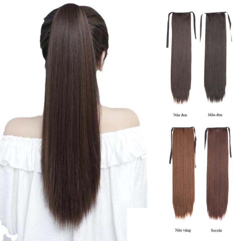  Tóc giả cột thẳng dài 40cm mềm mượt phong cách Hàn Quốc cho nữ- PHỤ KIỆN RYRY 