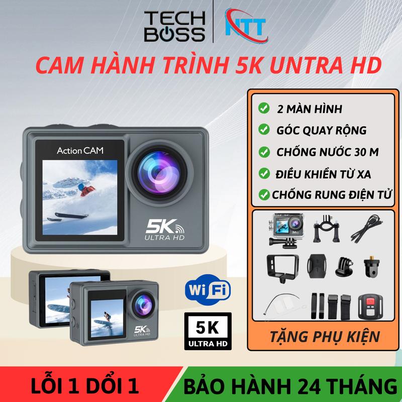 Camera Hành Trình 5k Untra HD, Hai màn hình, Có sử dụng tiếng việt Cam Hành Trình Chống Rung, Chống Nước, Camera Đi Phượt Gắn Trên Xe Máy, Ô Tô, Mũ Bảo Hiểm, Màn Hình Ô tô dashcam