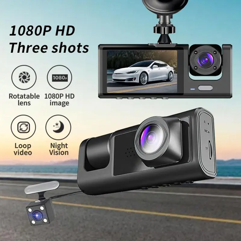 1080P Dash Cam with IR Night Vision, Loop Recording Car DVR Camera with 2 Inch IPS Screen, Wide Angle Dashboard Camera Recorder, Dash Camera, Automotive Driving Recorder, Touchscreen Dash Cam, Dash Camera for Car with Rear Camera Accident, HD Car DVR 2