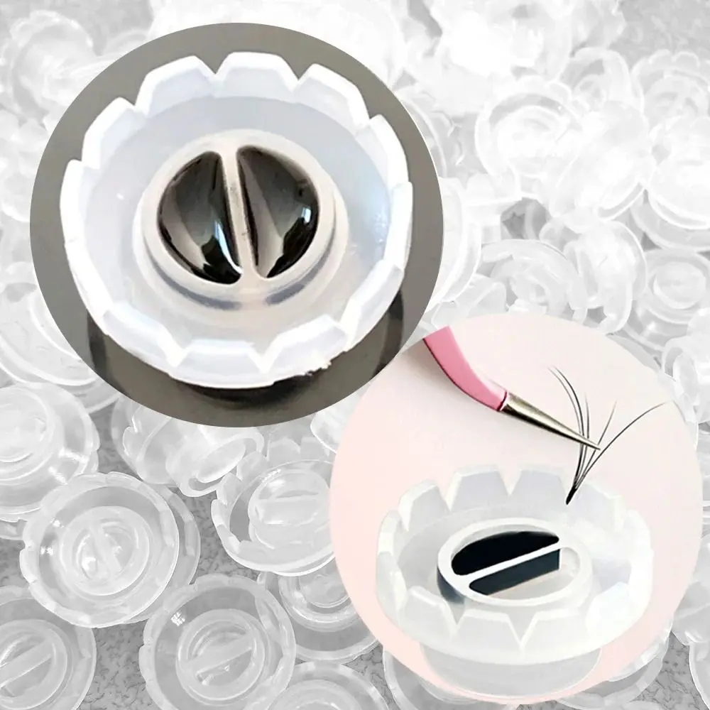 100pcs Rapid Flowering Disposable Eyelash Glue Holder Ring White Pink Eyelash Glue Ring Holder Quick Blossom Cup Grafting False Eyelashes