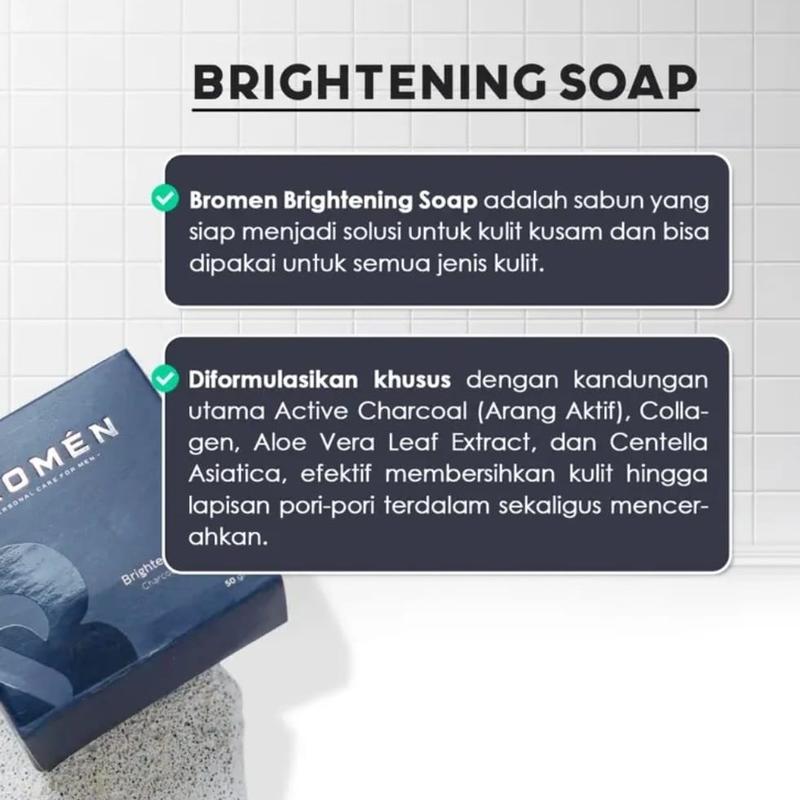 BROMEN 3 PCS BRIGHTENING SOAP Perawatan Mencerahkan Muka Pria Kusam Berminyak Pencerah Berjerawat 3