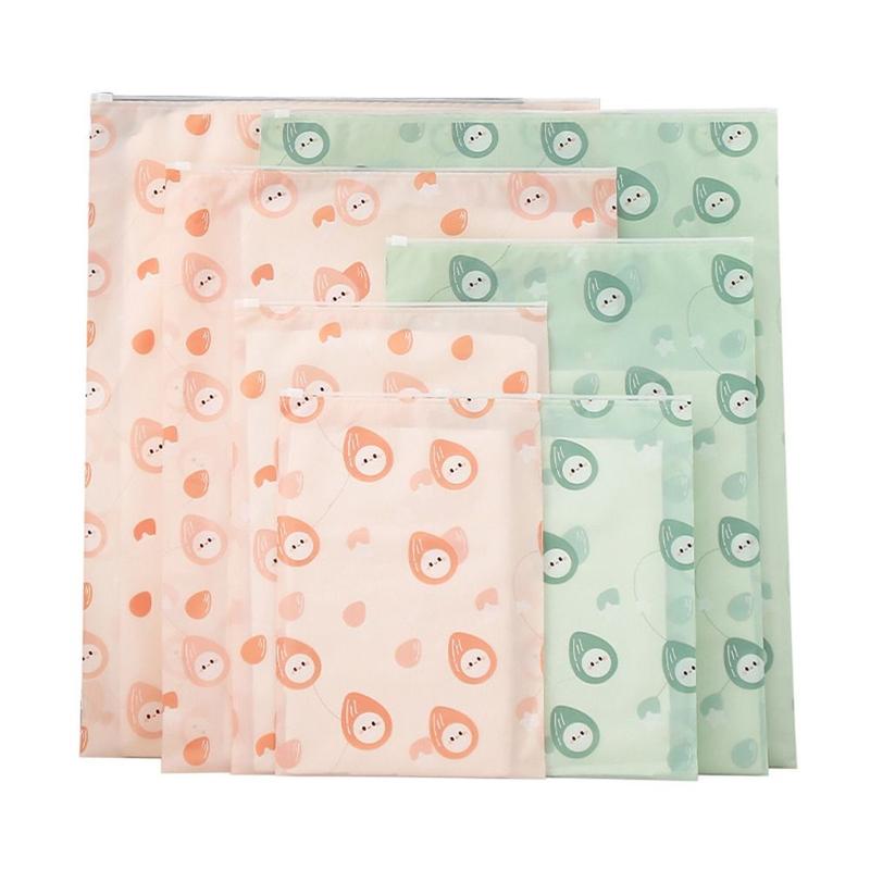 Portable PE Storage Bag Green Pink Multi-sizes Zipper Sealing Bag High Quality Cartoon Nuts Organizing Package Pouch 6