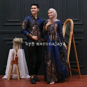 Couple Gamis Kemeja Batik couple Keluarga Sania Ruffle ORI Jowi Motif Manuk Tarung Sarimbit