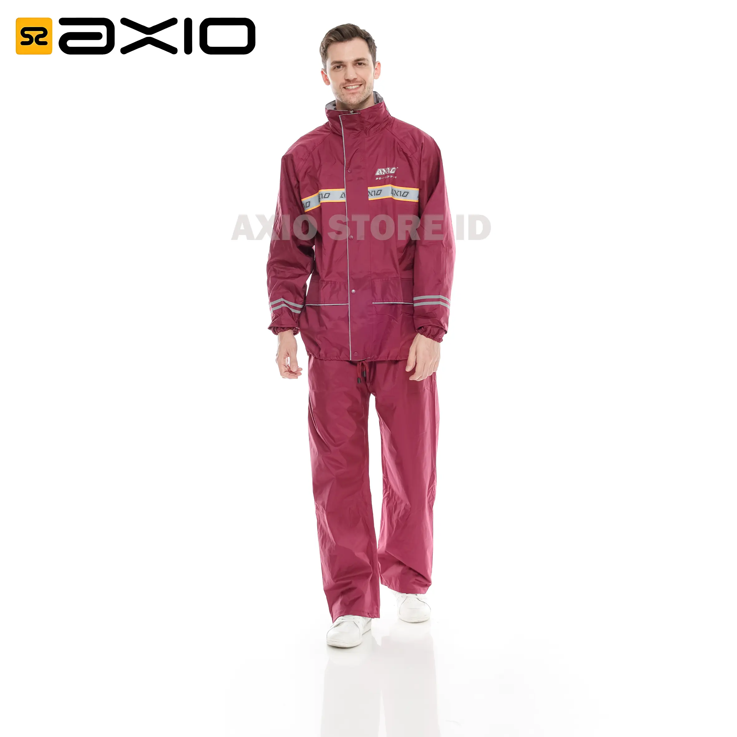 Jas Hujan AXIO Merah Maroon Original Waterproof