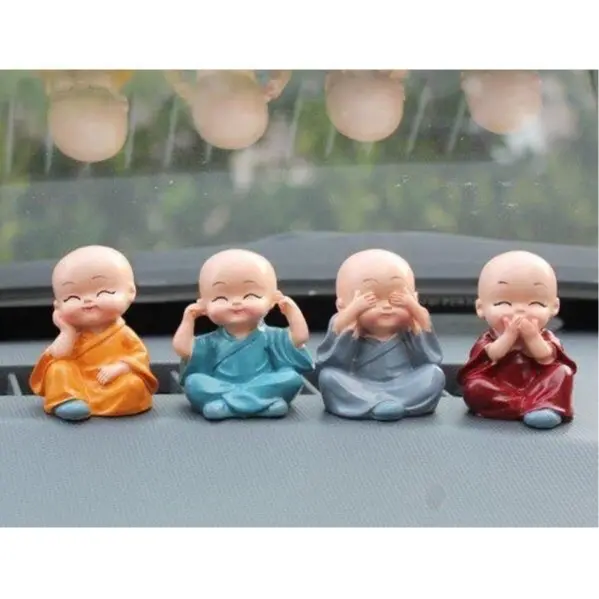 (Video Review) Bộ Tượng Chú Tiểu Hòa Thượng Tứ Không - Phật Phong Thủy Mini 4 Tư Thế, Trang Trí Xe Hơi, Để Bàn Làm Việc - Shop phụ kiện đồ chơi ô tô EUNOIA Nội Thất Nhựa 0