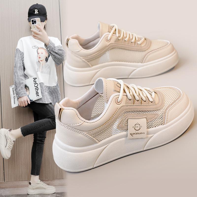 Giày Nữ Thể Thao Thông Hơi 2 Mầu G49 Đế Bánh Mỳ Shoes Sneaker Len Cổ Cao Jean