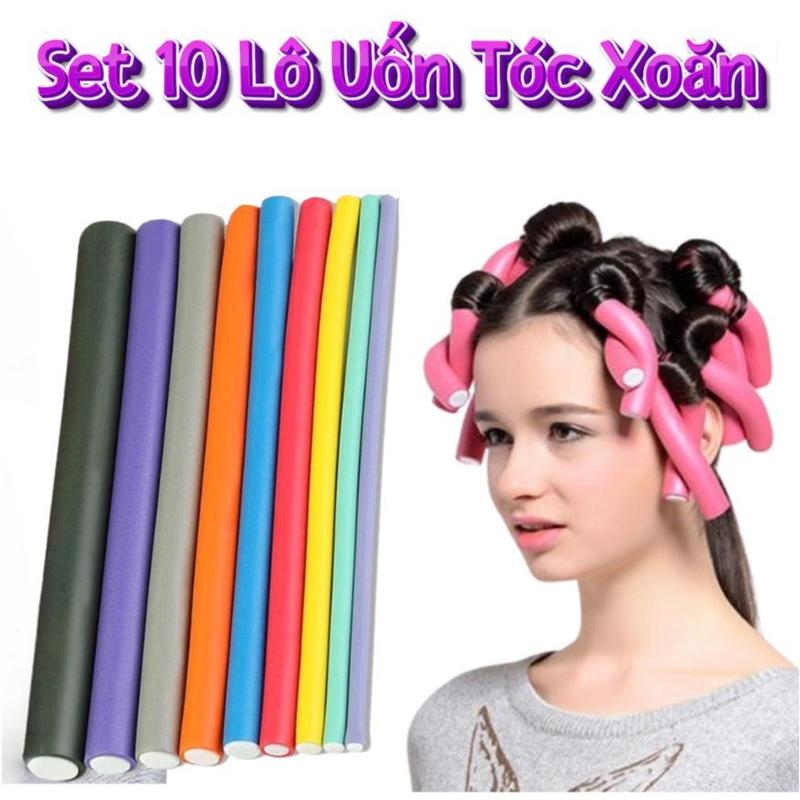  Set 10 Lô Uốn Tóc Xoăn Linh Hoạt Bằng Xốp Mềm  Dùng để uốn tóc tiện Lợi. 