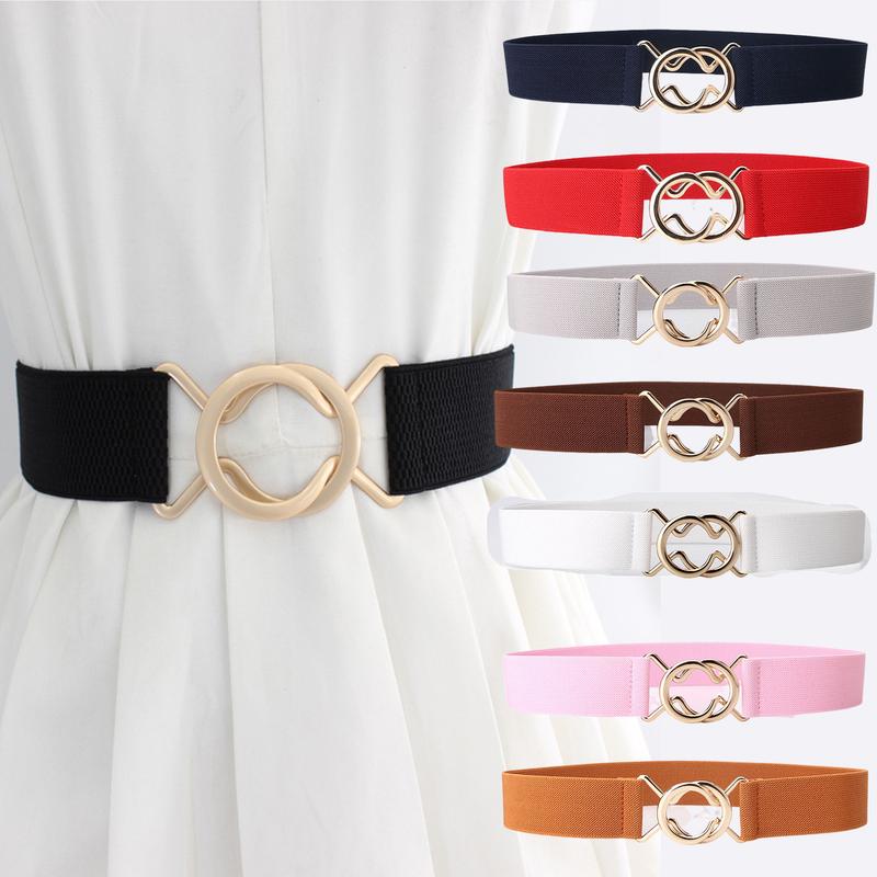 Product Introduction of Women's Elastic Waistband with Adjustable Metal Buckle Wide Belt For Dress Coat Accessories Waistband Corset Waist 23