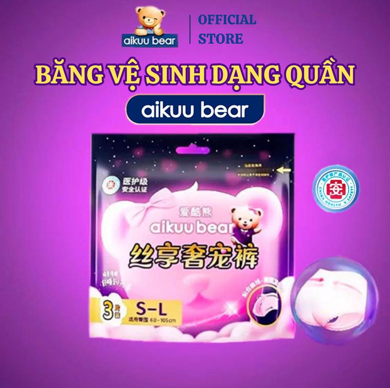 Băng Vệ Sinh Dạng Quần Aikuu Bear Túi 3 Miếng Siêu Mềm Mịn - Thấm Hút