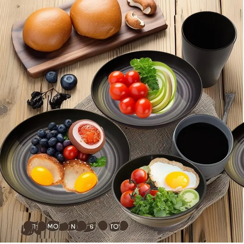 Reusable Cutlery Set, 32pcs/set Including Plate, Bowl, Cup, Knife, Fork & Spoon, Portable Tableware Set for Home Kitchen Picnic Camping Party, Fathers Day Gift 4