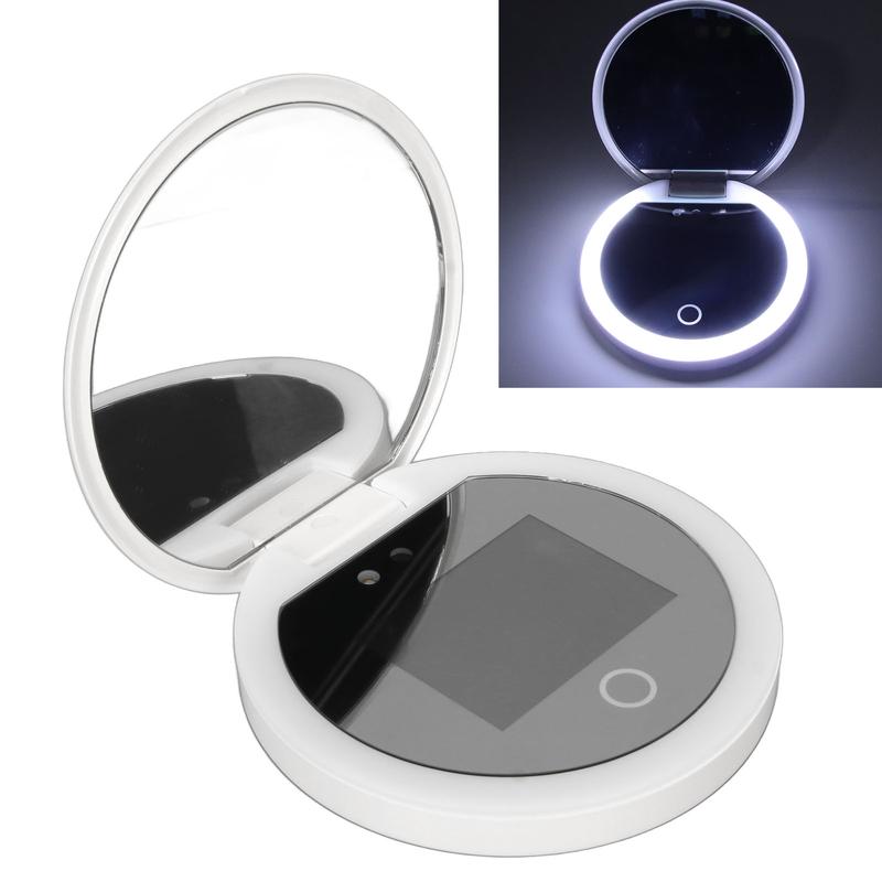 Pocket Mirror UV Mirror Sunscreen Testing Camera with Light 2X Magnification Travel Makeup 3.5in Pocket Size 8