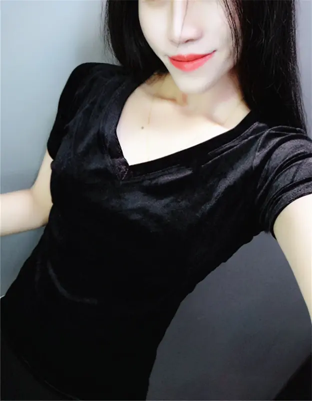 Baju Atasan Beludru premium lengan pendek Fit Melar Nyaman Simple leher V 1