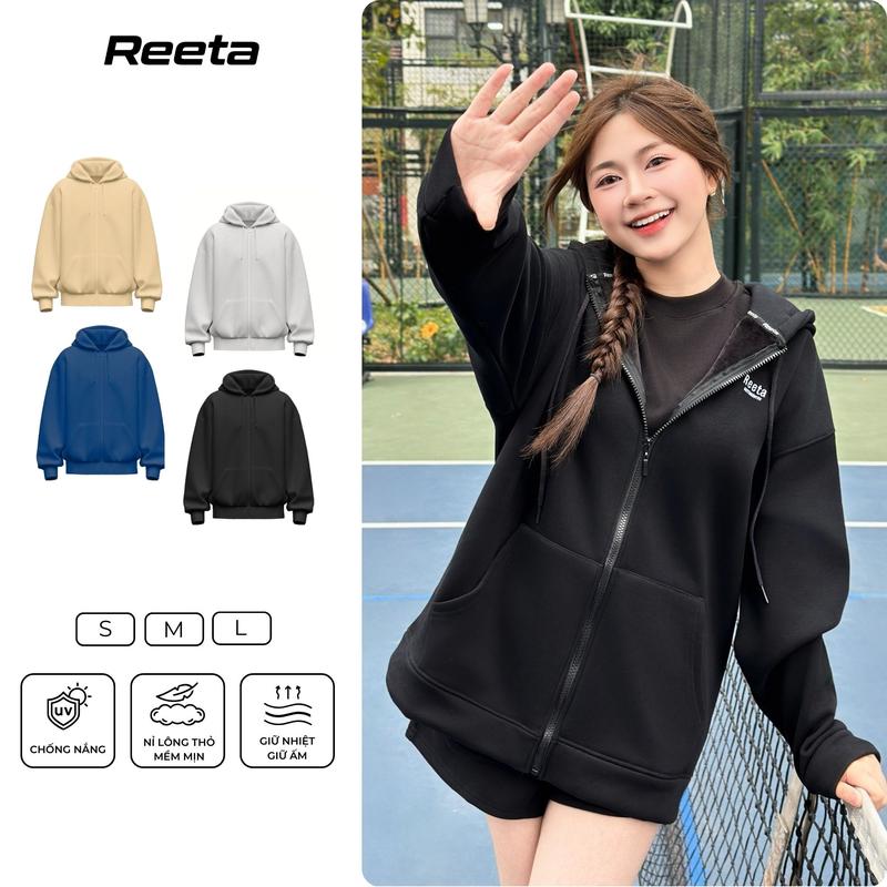Áo khoác HOODIE ZIP nỉ bông lông cáo nam nữ unisex khóa kéo local brand Reeta-A3043