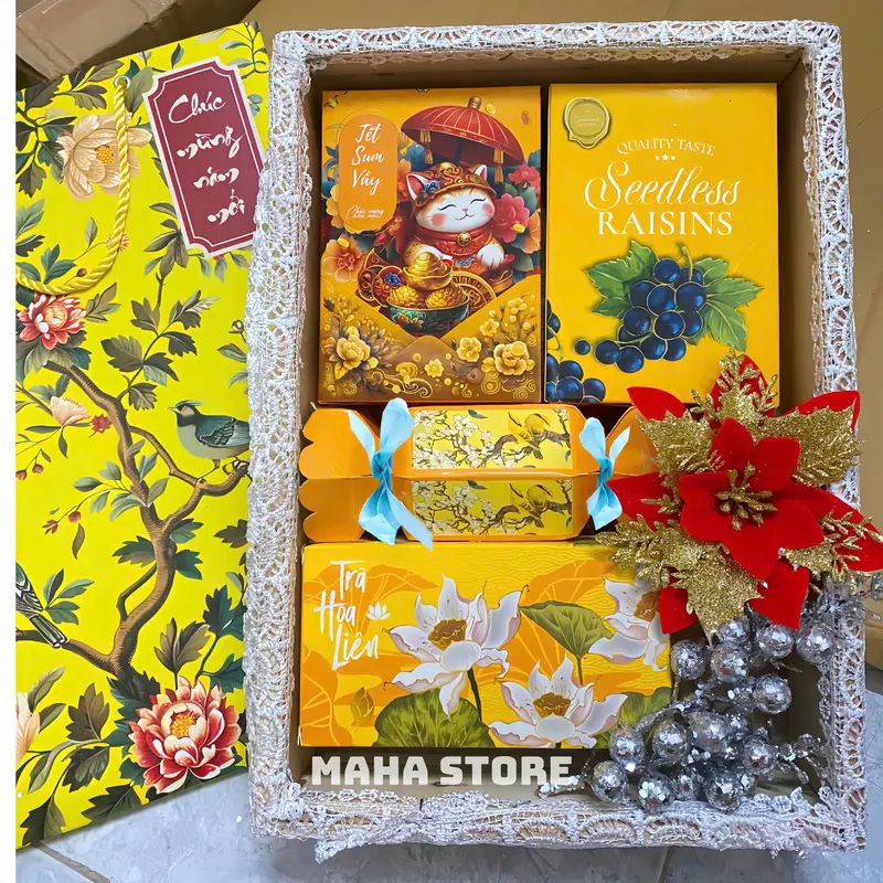 SET Quà Tết 2026 - Bao gồm 4 món (Có hộp, túi xách) làm quà tặng cho người thân, đối tác, trưng bày,..