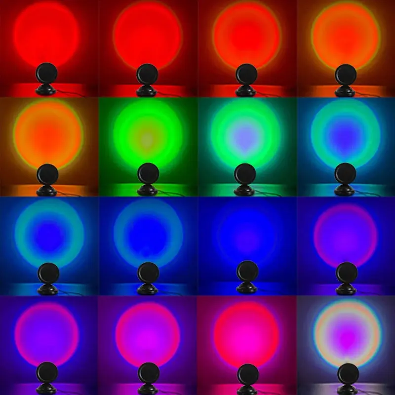 Đèn Hoàng Hôn USB Mini, Đèn Ngủ Máy Chiếu Led, 16 Màu Chuyển Đổi, Tạo Không Khí Cầu Vồng, Thích Hợp Để Đồ Trang Trí Tường Nền Nhà Và Phòng Ngủ, Tuyệt Vời Làm Quà Tặng 4