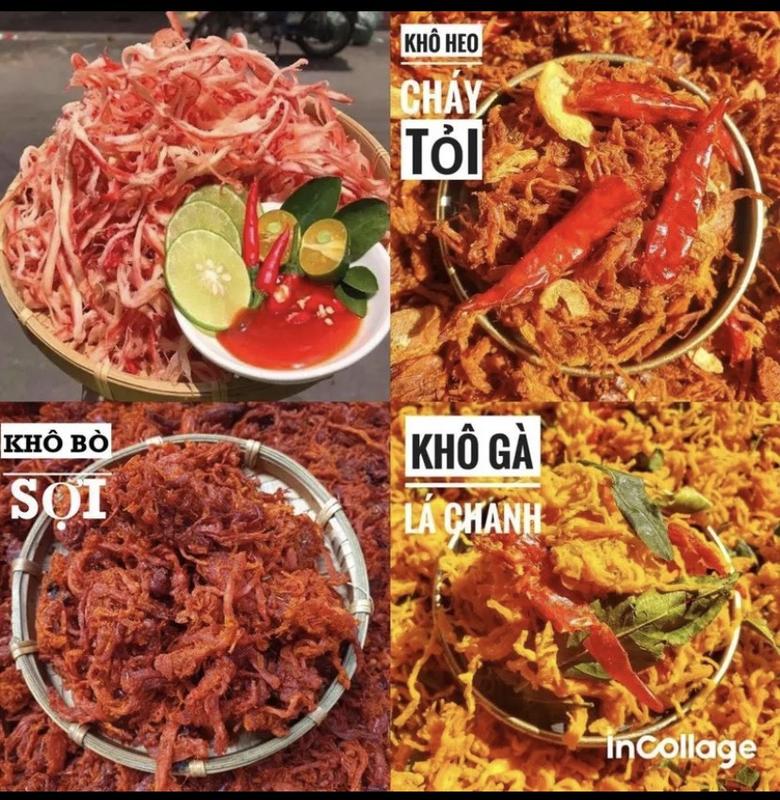 COMBO 4 MÓN 100gr mực +100gr heo +100gr bò + khô gà 100gr Snack Ăn Vặt Food Thức Ăn