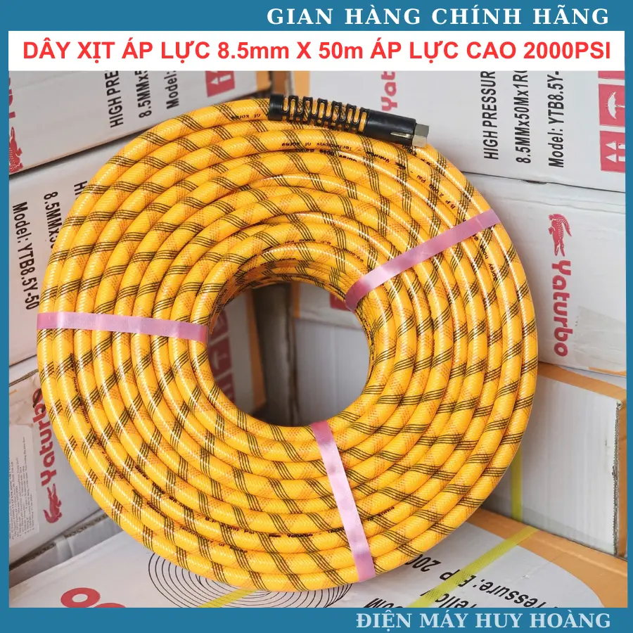 Dây xịt áp lực cao YATURBO Hàn Quốc 8.5mm x 50m áp lực nén 2000 PSI bảo hành đổi trả 6 tháng