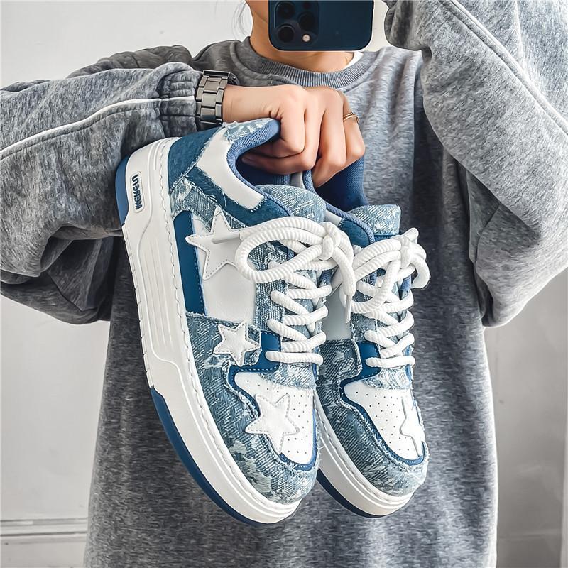 Giày Thể Thao Denim, Hàng Mới Về 2024, Thời Trang Ins Nam, Giày Trắng Độc Đáo Dễ Phối Đồ Giày Đế Dày, Giày Nam, Thiết Kế Độc Đáo 3