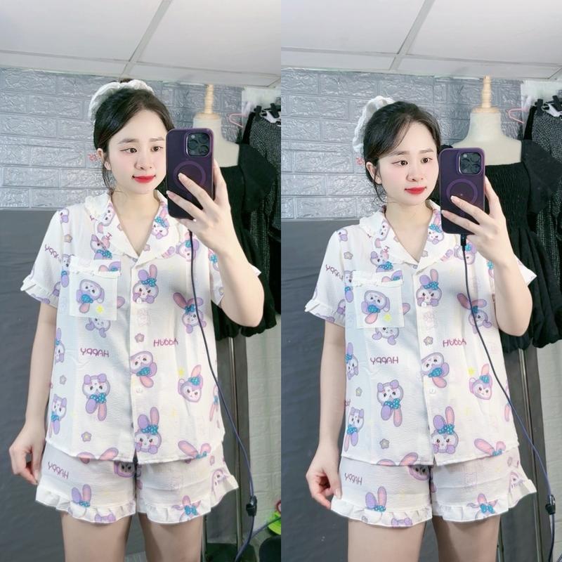 Set đồ nữ pijama mặc nhà cộc tay quần đùi họa tiết hoạt hình dễ thương cho nữ - shopnghi85 0