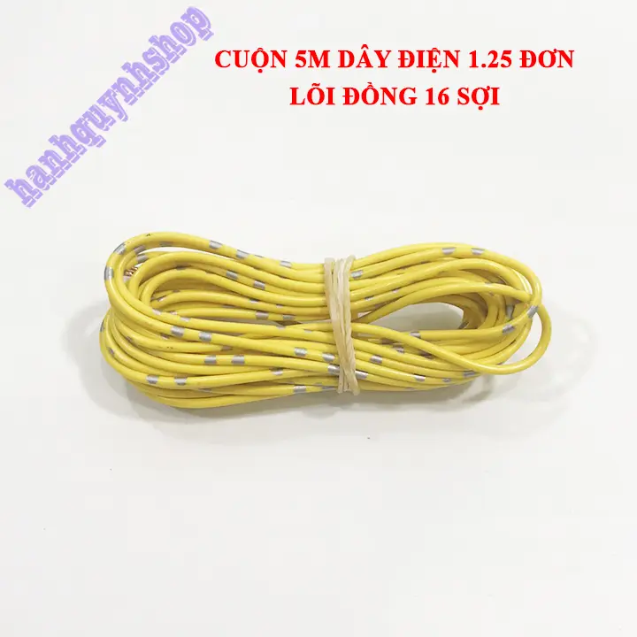 Cuộn 5m dây điện nhật 1.25 đơn lõi đồng 16 sợi 5 màu, dây điện đơn 7