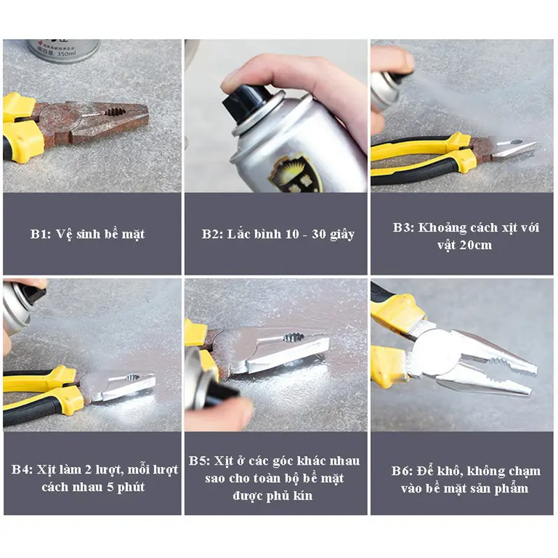 Monqiqi combo 100 chai xịt chống rỉ sét, ố vàng màu xám bạc Crom sáng bóng như mới 6