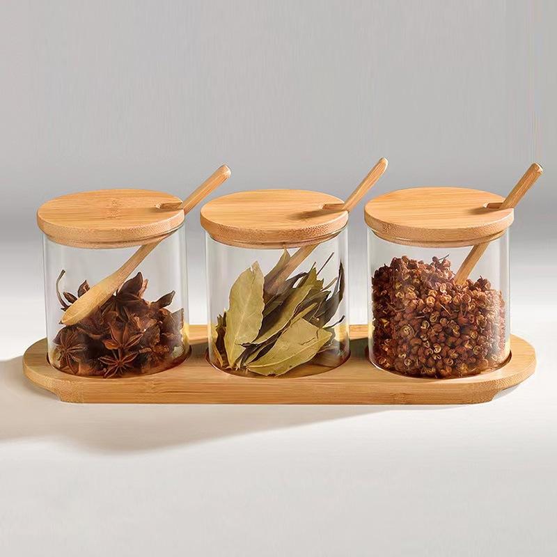 ASHOME TEMPAT BUMBU SET ISI 3 PCS - TEMPAT GULA GARAM MERICA 3 JAR - TOPLES BUMBU MURAH TIGA JAR BAHAN KACA - SEASONING JAR SET - TOPLES BUMBU TAHAN PANAS ELEGANT MEWAH DENGAN KOMBINASI KA 7