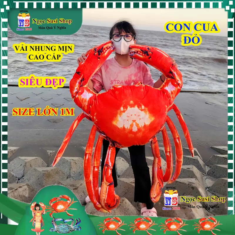 THÚ NHỒI BÔNG CON CUA TÔM HÙM ALASKA GHẸ BÔNG XANH ĐẸP NHƯ ẢNH NHÉ - GỐI ÔM CON CUA đồ chơi doll gấu bông Toy búp bê HÀNG HOT Thú Bông Voi Phát Nhạc 8