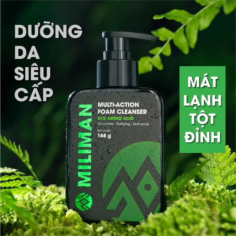Sữa Rửa Mặt Nam Da Dầu Trắng Da Ngừa Mụn Thương Hiệu MILIMAN Multi – Action Foam Cleanser 168g Cosmetic Massage Tẩy Trang Skincare 8