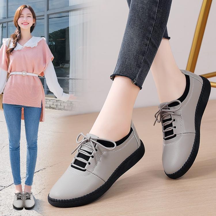 Product Introduction of Luxury genuine leather shoes for women lace up outdoor leather flats anti-slip rubber office shoes 19