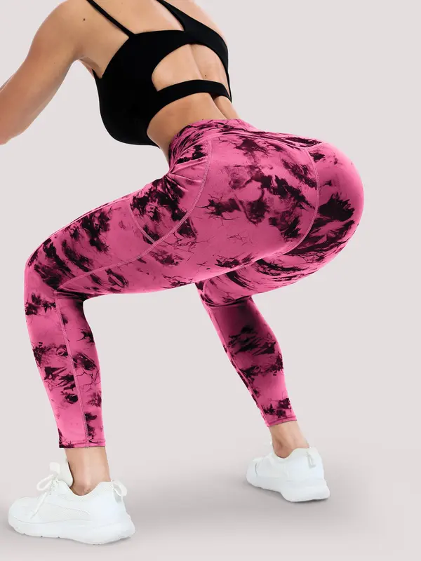 Women's Tie Dye Print High Waist Sports Leggings, Casual Comfy Breathable Seamless Skinny Pants for Yoga Gym Workout Running, Ladies Sportswear for All Seasons 3