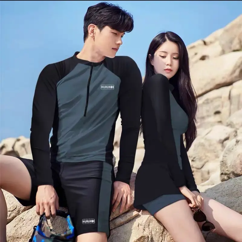 ￼Đồ bơi nam , đồ đi biển nam áo dài tay kèm quần đùi  kín đáo ( có đồ cặp cho nữ) 2