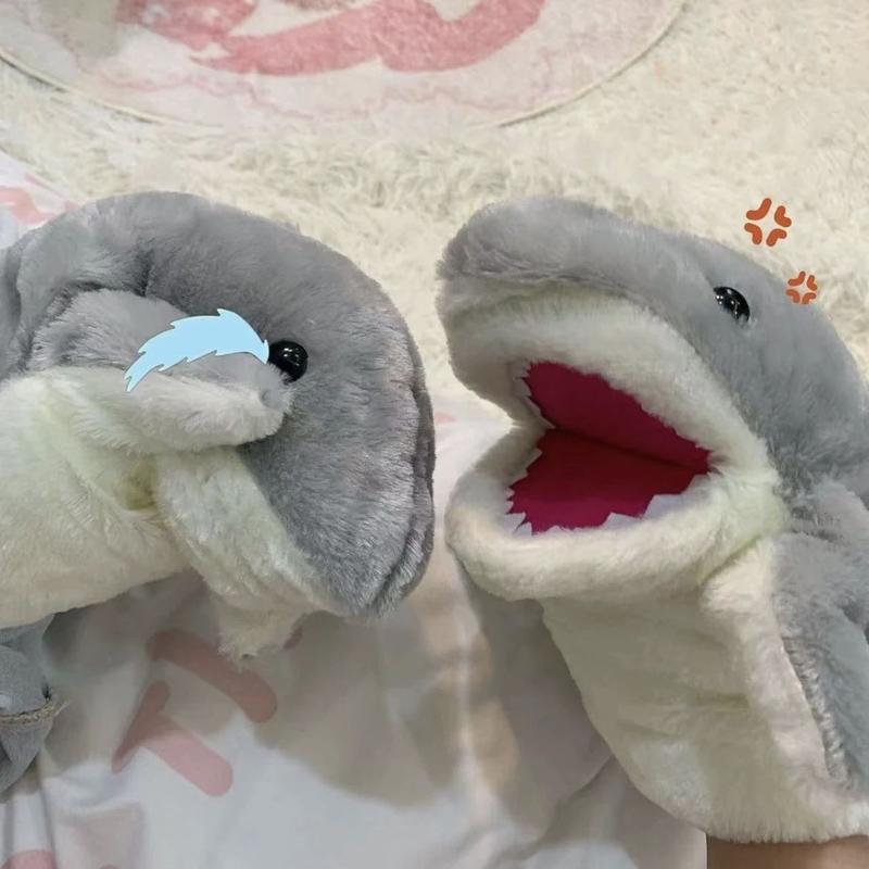 Cute Plush Little Shark Hand Puppet Glove Toy Doll with Openable ...