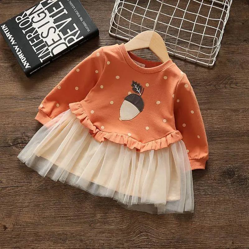 Váy thu đông liền chân ren cho bé gái 8-25kg