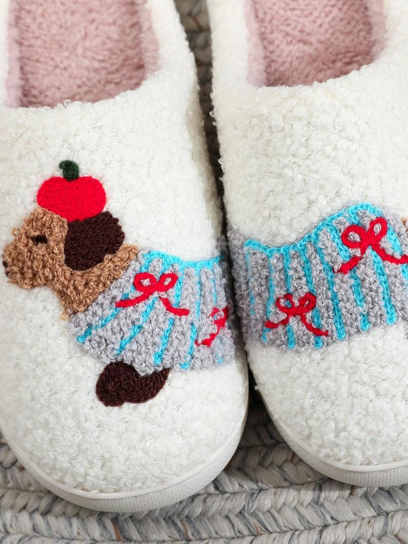 Product Introduction of Cute Dog Pattern Plush Slippers, Casual Soft Comfortable Home Slippers, Warm Slippers for Indoor & Outdoor Use for Women & Men, Girl 8