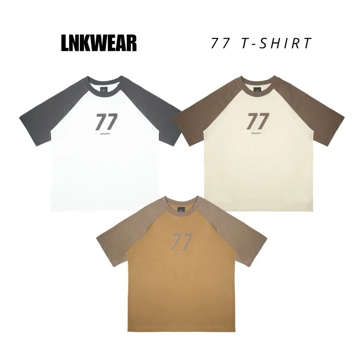ÁO THUN RAGLAN THÊU SỐ 77 FORM OVERSIZE LNKWEAR