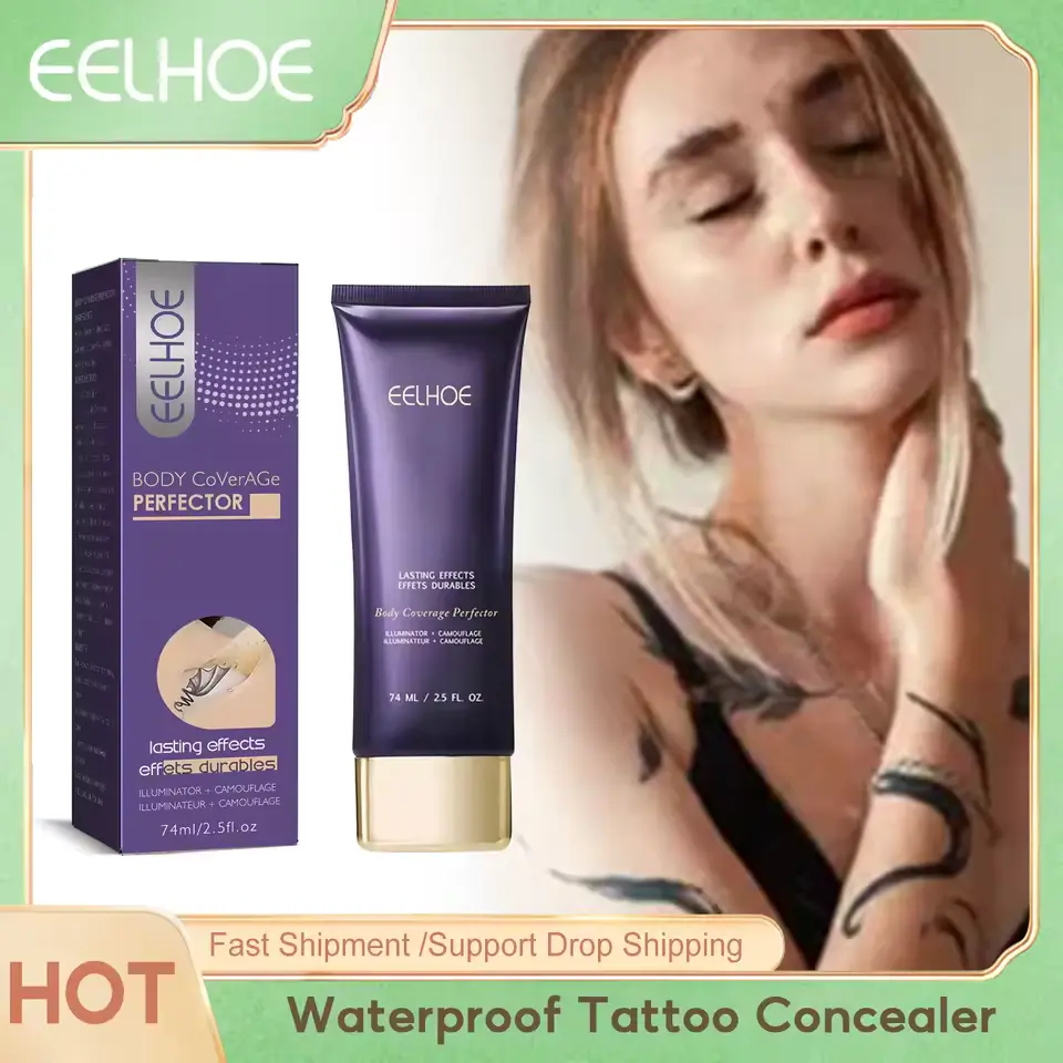 Krim Penutup Noda Tubuh Concealer Tato & Bekas Luka Tahan Air EELHOE| Foundation Makeup Tubuh 74ml Mudah Memiliki Kulit Halus