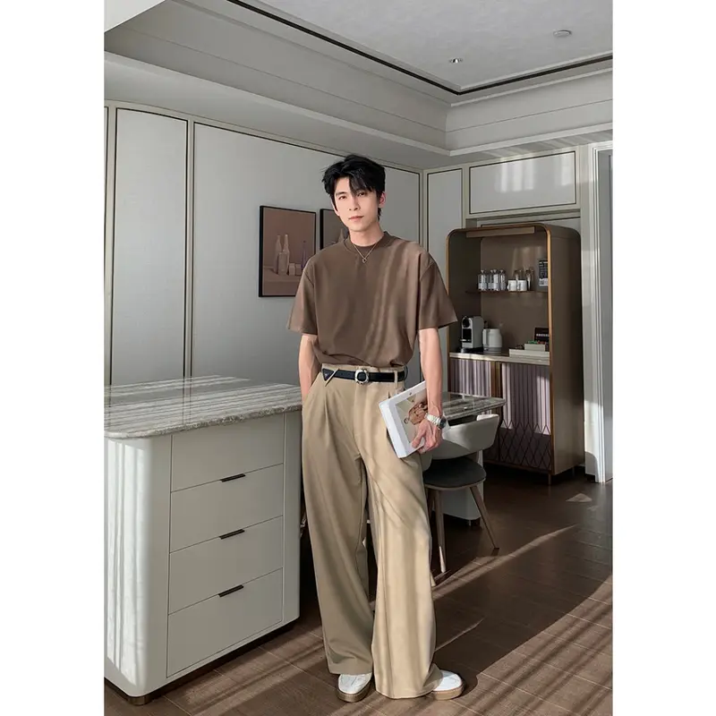 Quần Âu Nam Cạp Liền Bản Đặc Biệt Quần Suông Ống Rộng Phong Cách Hàn Quốc Chất Liêu Chống Nhăn QA-V3 1