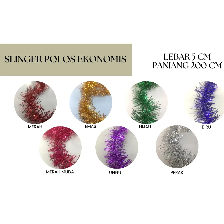 Slinger Tipis 2 Meter/Slinger Polos Murah/Slinger Ekonomis /Slinger parcel / Slinger Dekorasi 200 cm /Hiasan Ulangtahun