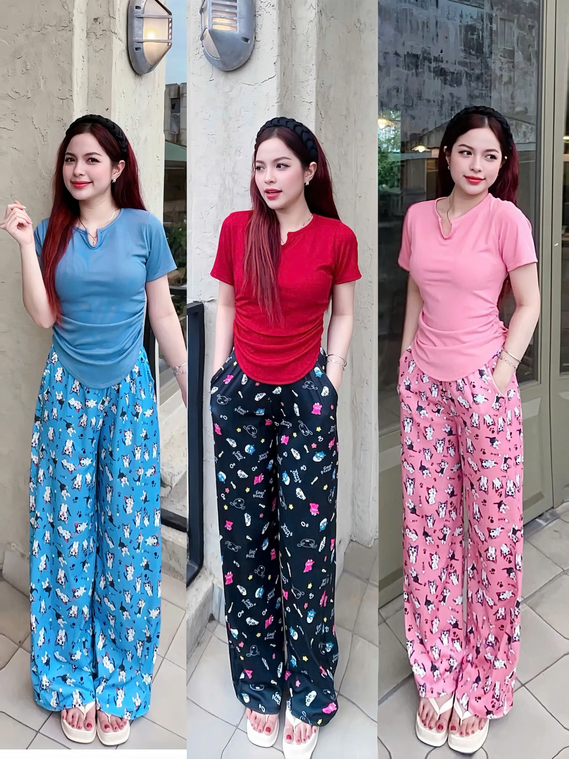 [Xả Kho]Bộ Thun Tay Ngắn Cổ V Quần in 3D cao cấp - Mùa Hè -JU27