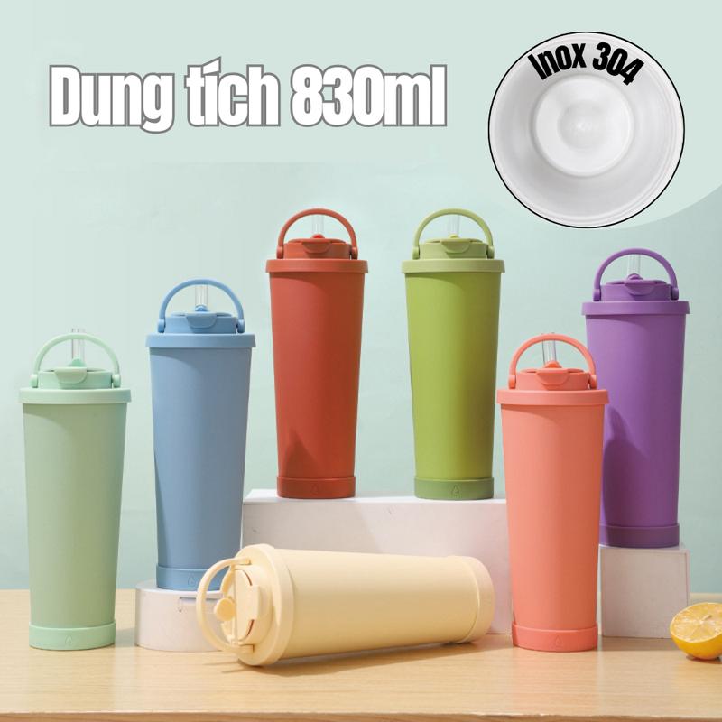  Ly Giữ Nhiệt Trancy Pastel  dung tích 830ml Inox 304 Kèm Ống Hút bình  giunhiet 