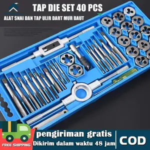 Metric Tap and Die Set 40 piece 40pcs / Alat Membuat Metric/Tap Die Set 40 pcs Alat Snai dan Tap Ulir Dart Mur Baut Alat Senai 12pcs 20pcs 40pcs Senei Die Senei